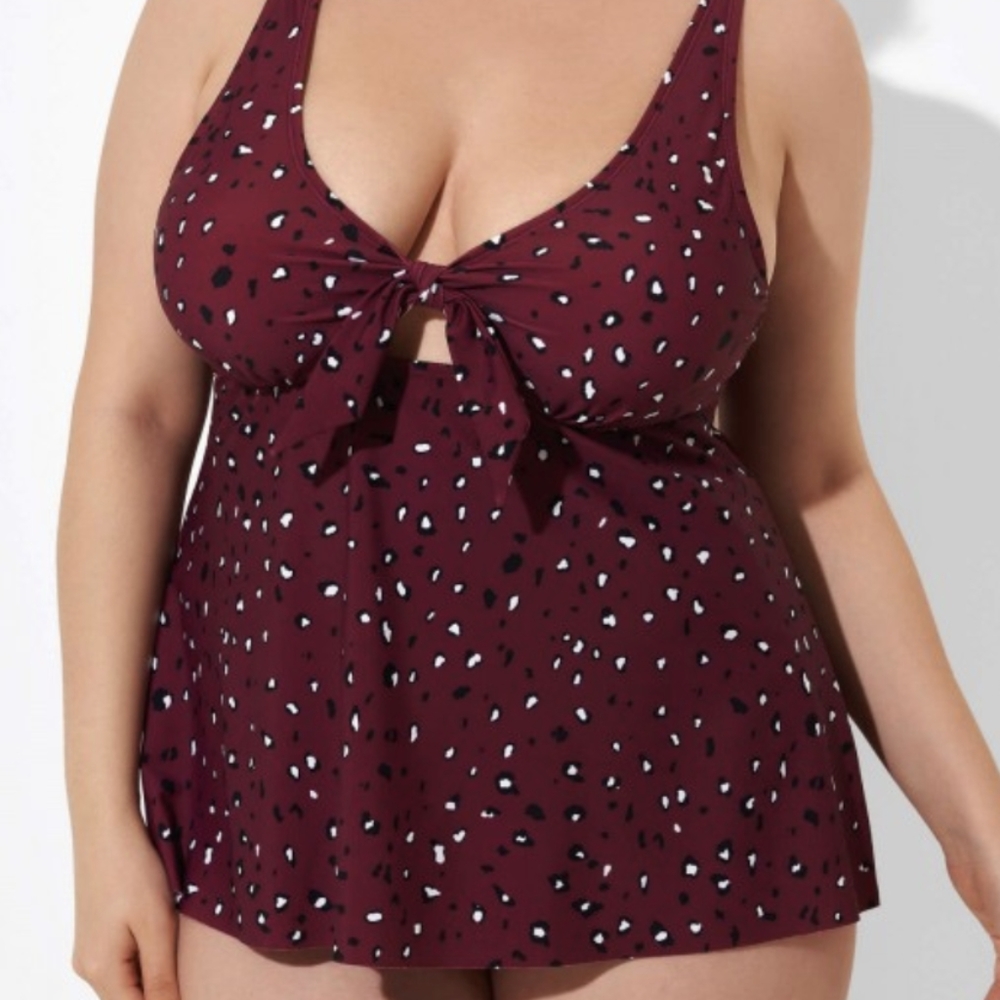 Vine Tie Front Adjustable Straps Tankini Top size 3XL